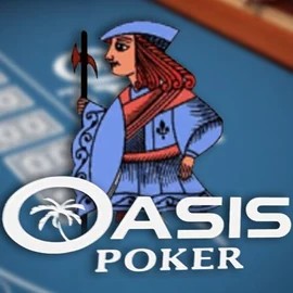 Official Poker logo: Oasis Poker by Nucleus Gaming at Lucky Block Casino